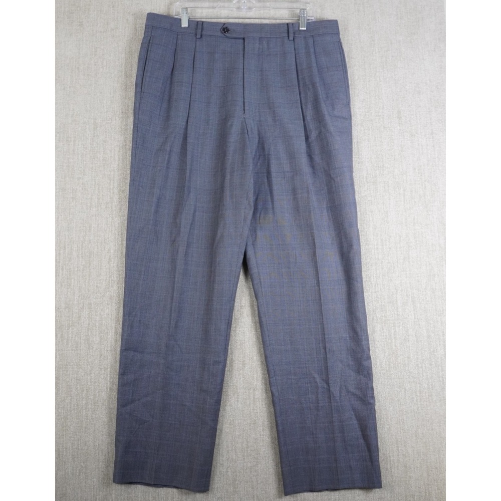 Jos A Bank 37x31 Blue 90/10 Wool Silk Blend Pleated Dress Pants Trousers